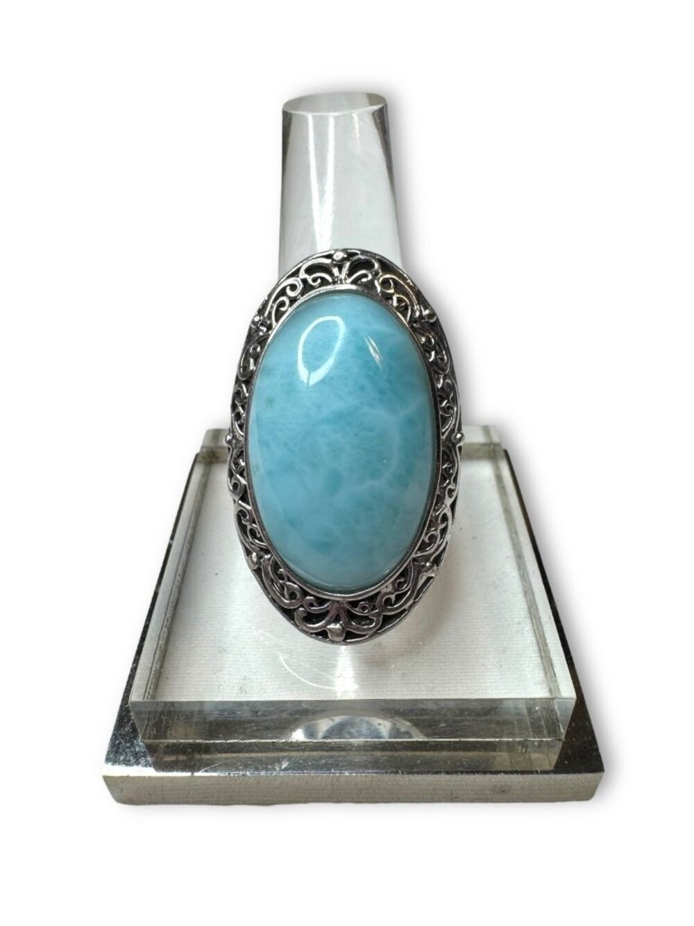 CFJ Sterling Silver Ring Oval Larimar size 7